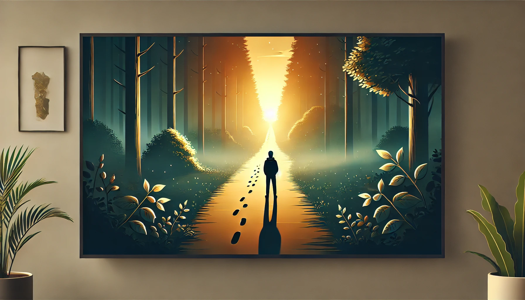 A person finding its way in a motivational poster.